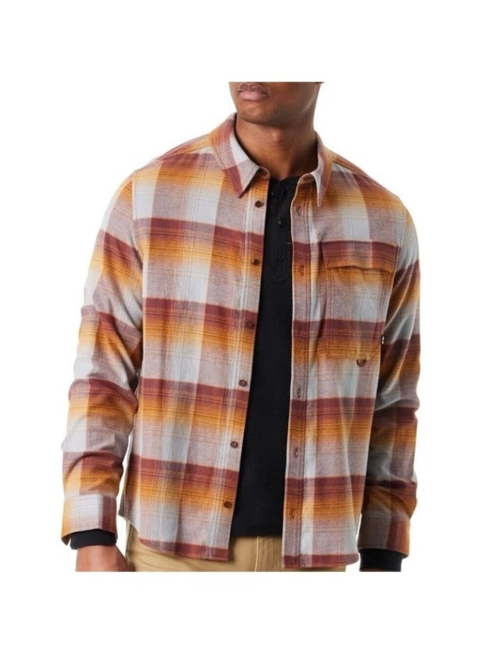 NWT Bass Outdoor Men's S Stretch Flannel Shirt  Plaid Long Sleeve